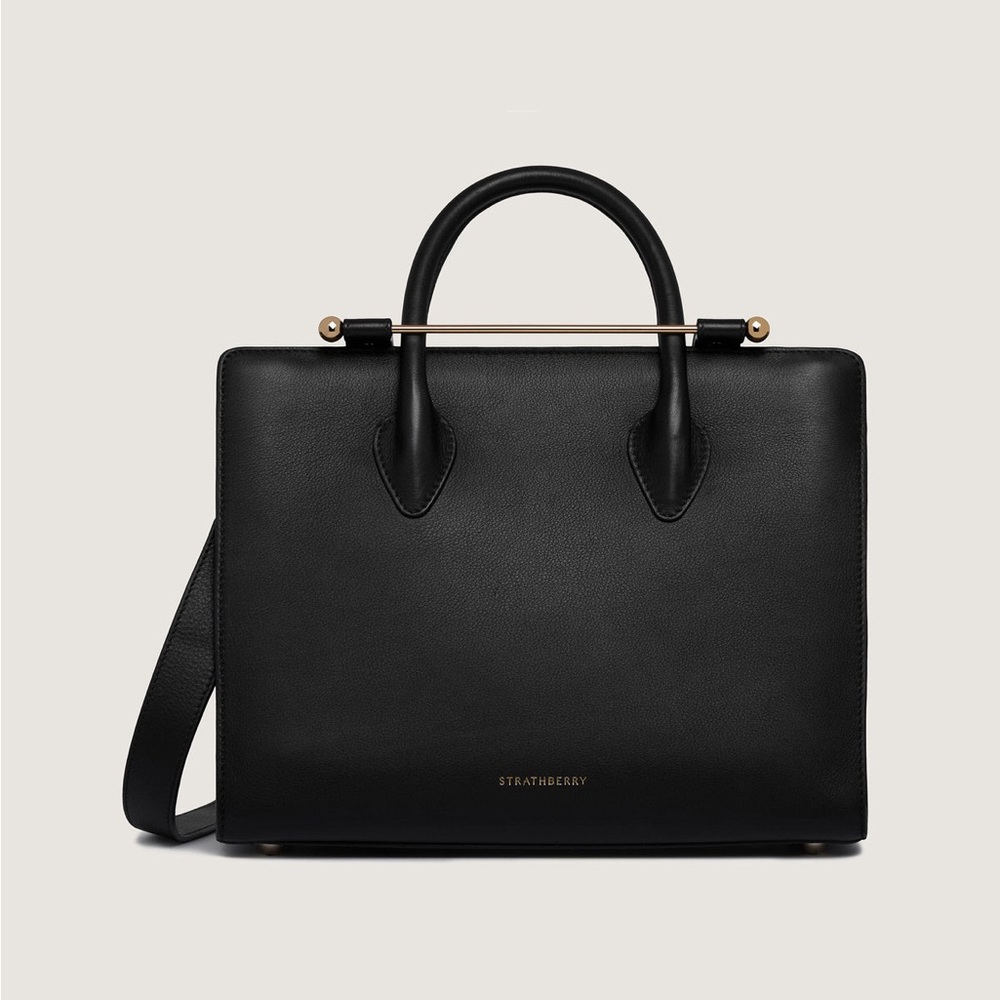 Strathberry Midi Tote - Black, Gold Hardware, 100% Leather - Picture 2 of 16